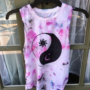 Tie dye SPIRITUAL GANGSTER print workout top/shirt